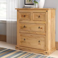 Corona 2 + 2 Drawer Chest of 4 Drawers - Mexican Solid Pine