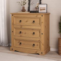 Corona 3 Drawer Chest of Drawers - Mexican Solid Pine