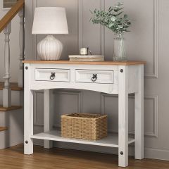 Corona White 2 Drawer Console Table Mexican Solid Pine