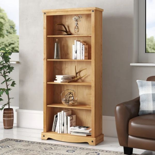 Corona Tall Bookcase - Mexican Solid Pine