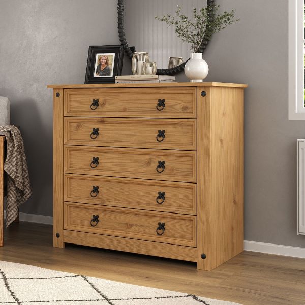 Corona 5 Drawer Chest of Drawers - Mexican Solid Pine
