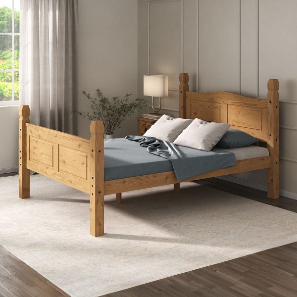 Corona Double Bed Frame High Foot End Mexican Solid Pine