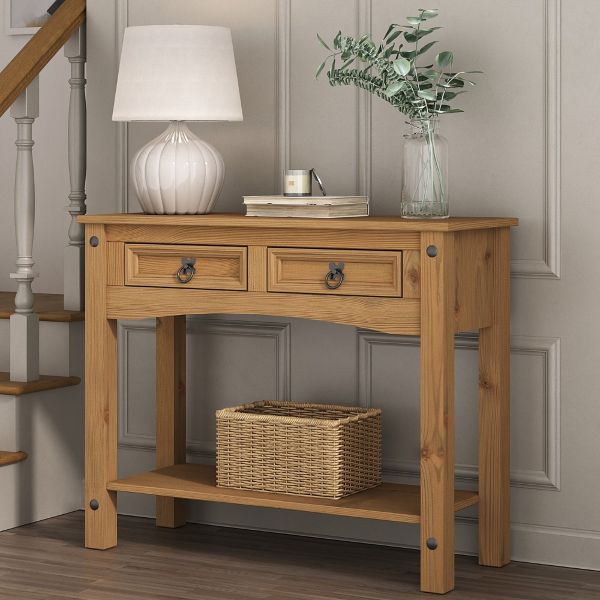 Corona 2 Drawer Console Table - Mexican Solid Pine