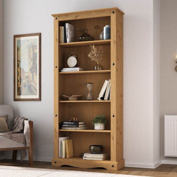 Corona Tall Bookcase - Mexican Solid Pine